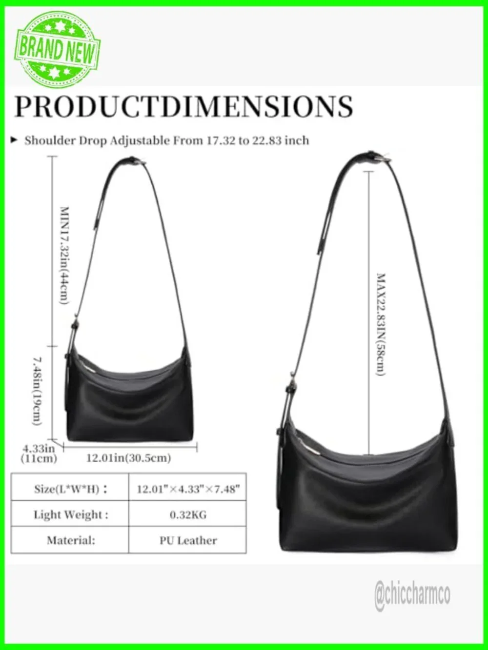Soft Foldable PU Leather Hobo Tote Crossbody Shoulder Bag Large Capacity